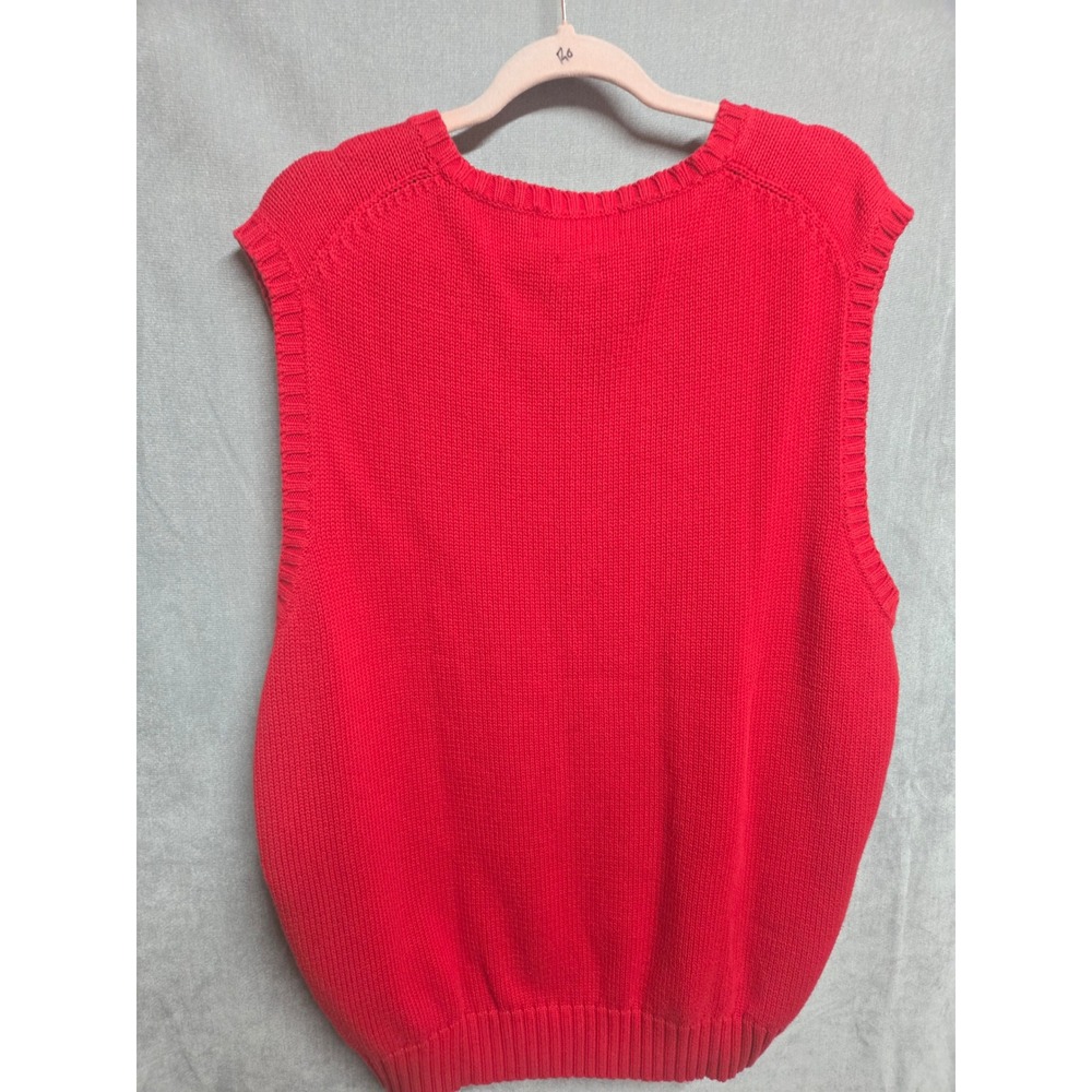 Polo Ralph Lauren Red Cotton V-Neck Sweater Vest Mens XLT Tall Blue Pony‎ Logo - Picture 5 of 5